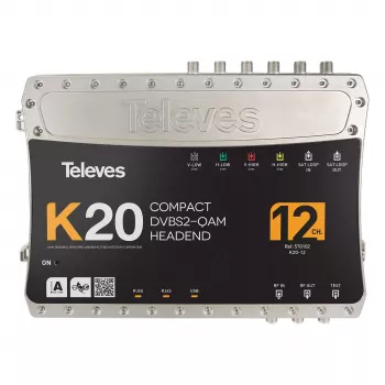 Televes K20-12 Compact Headend 12 -lähetin-vastaanotin DVB-S2 - QAM