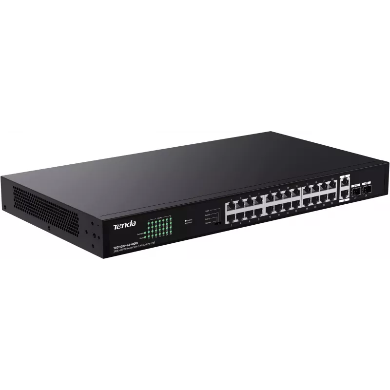 Tenda TEG1128P-24-410W hallitsematon PoE+-kytkin 26x1GbE 2xSFP 410W