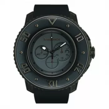 TENDENCE Gulliver Round miesten kvartsikello 50 mm musta silikoniranneke