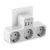 TESSAN seinäpistorasia TS-323-DE-C, 3 AC-pistorasiaa ja 3 USB-A-liitäntää, 16A, 3680W, valkoinen