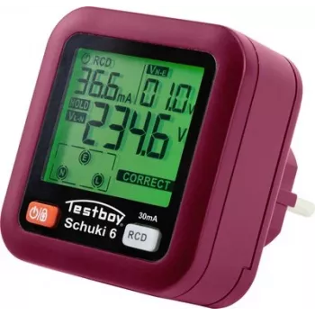 Testboy Testavit Schuki 6 pistorasiatestari RCD-testillä, 230V, Schuko-pistoke 61610000