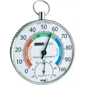 TFA Dostmann 45.2027 analoginen pyöreä seinälämpömittari, valkoinen, -30…+50 °C, paristoton