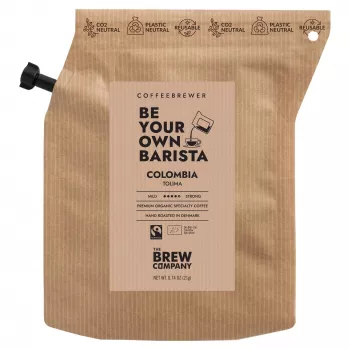 The Brew Company Kolumbia keskiruskea jauhettu kahvi haudutuspusseissa, 100% Arabica, Fairtrade, 20 g annospussi