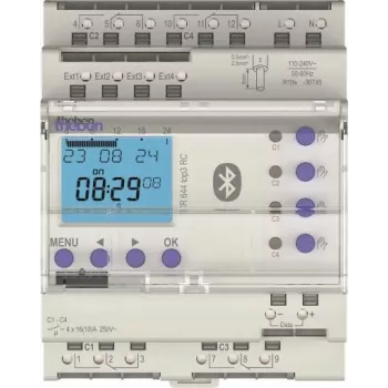 Theben TR 644 top3 BLE RC digitaalinen ajastin, vuosiohjelma, 2-kanavainen, DIN-kisko 6440330