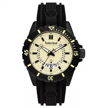 TIMBERLAND miesten Medford 46 mm beige kellotaulu musta silikoniranneke kvartsikello 15578JSB-14P