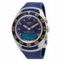 TISSOT T-Touch II miesten kello T056420270410 - 45mm titaanikotelo, sininen kumiranneke, Swiss Quartz -kronografi korkeusmittarilla, barometrilla, kompassilla ja lämpömittarilla