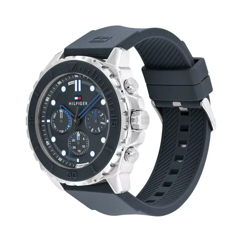 Tommy Hilfiger miesten 1710687 analoginen kvartsikello 48 mm ruostumaton teräs sininen kellotaulu