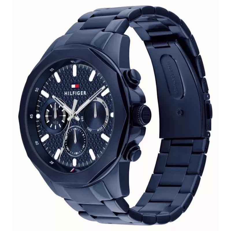 Tommy Hilfiger miesten Decker kvartsikello 1710652 46 mm sininen kellotaulu ruostumaton teräs