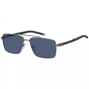 Tommy Hilfiger miesten aurinkolasit TH-2078-S-R80 - mustat kehykset, harmaat linssit 58/16/145 mm