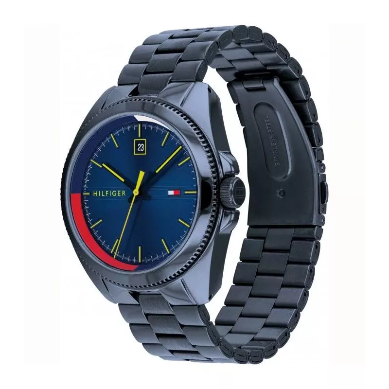 Tommy Hilfiger miesten kello TH1791689 44mm sininen kellotaulu ruskea nahkaranneke