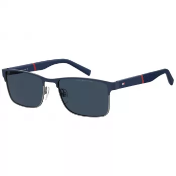TOMMY HILFIGER TH-2040-S-KU0 miesten suorakaiteen muotoiset aurinkolasit havanna asetaattikehys harmaat polykarbonaattilasit UV400