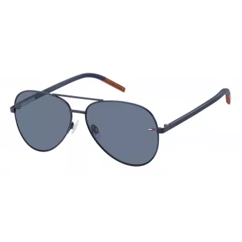 Tommy Hilfiger TJ-0008-S-FLL unisex-suorakaiteen muotoiset aurinkolasit - mustat asetaattikehykset, harmaat polykarbonaattilinssit, UV400-suoja