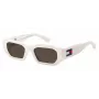 TOMMY JEANS TJ-0099-S-VK6 unisex suorakaiteen muotoiset aurinkolasit, musta kehys, savunharmaat linssit, 53/20/145 mm