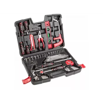 Top Tools 100-osainen hylsy- ja työkalusarja 1/4 tuuman ja 3/8 tuuman vääntiöllä, kromivanadiiniterästä, 72-hampainen räikkä ja muovilaukku