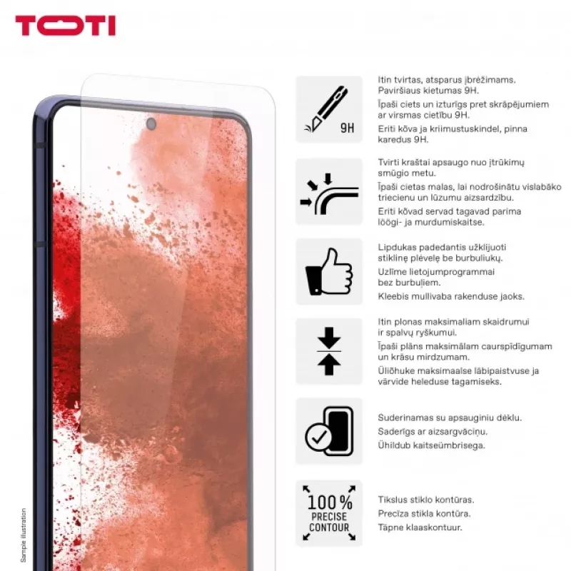 TOTI Tempered Glass 2D näytönsuojus Samsung Galaxy A15/A15 5G:lle, läpinäkyvä