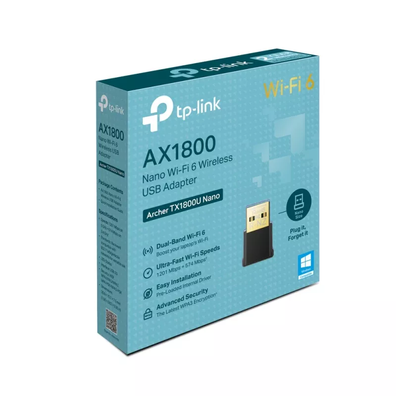 TP-LINK Archer TX1800U Nano AX1800 Dual Band Wi-Fi 6 USB-adapteri, 1,8 Gbps