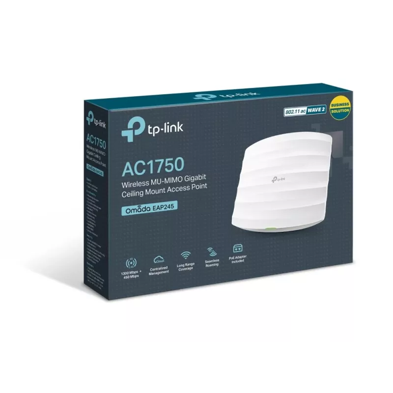 TP-Link EAP245 AC1750 Wireless Dualband Gigabit -kattokiinnitteinen access point, PoE, valkoinen