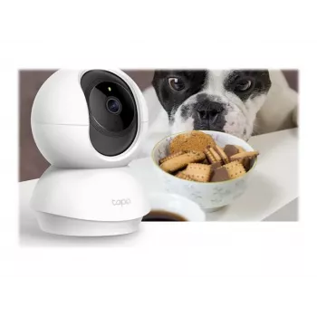 TP-Link Tapo C200 Pan/Tilt WLAN-turvakamera, 1080p Full HD, 360° kääntö, 114° kallistus, yönäkö, kaksisuuntainen ääni, microSD-paikka, toimii Alexan & Google Assistantin kanssa, valkoinen