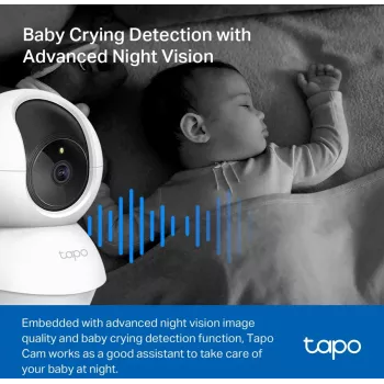 TP-Link Tapo C200C kääntyvä/kallistuva WLAN-valvontakamera - 1080p Full HD, 360° vaakasuuntainen alue, kaksisuuntainen ääni, yönäkö 9 m asti, MicroSD 256GB asti, valkoinen