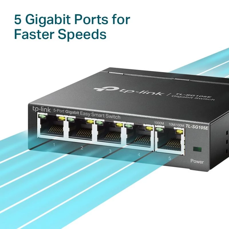 TP-LINK TL-SG105E(UN) Managed L2 Gigabit Ethernet -kytkin, 5 porttia, 10/100/1000 Mbps