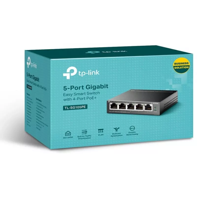 TP-Link TL-SG105PE Easy Smart Gigabit -kytkin 4-porttisella PoE+:lla