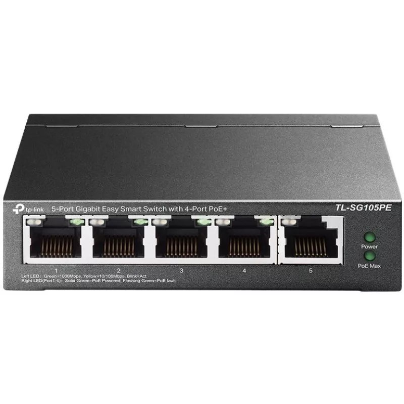 TP-Link TL-SG105PE Easy Smart Gigabit -kytkin 4-porttisella PoE+:lla
