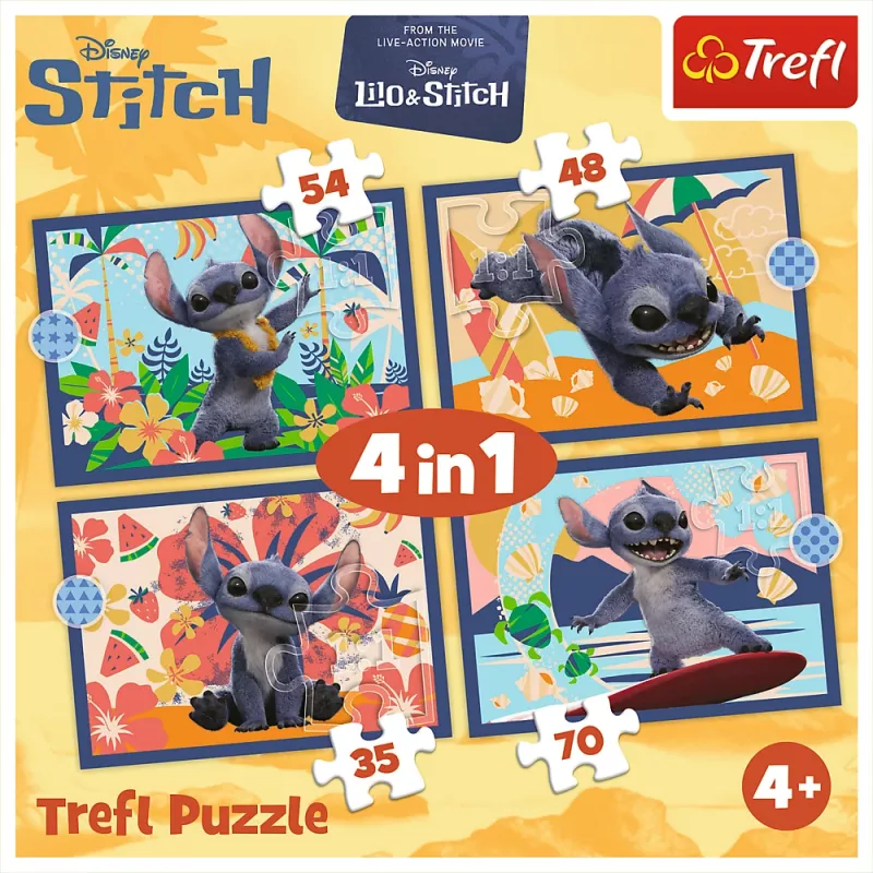 TREFL PUZZLE 4-in-1 Palapeli – Hawaiian Vacation – Disney Stitch Trefl 34666