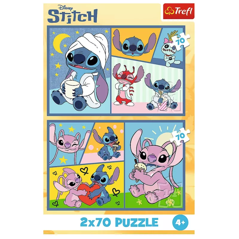 TREFL PUZZLE Palapeli 2x70 There's no boredom with Stitch Disney Lilo Stitch Trefl 34444
