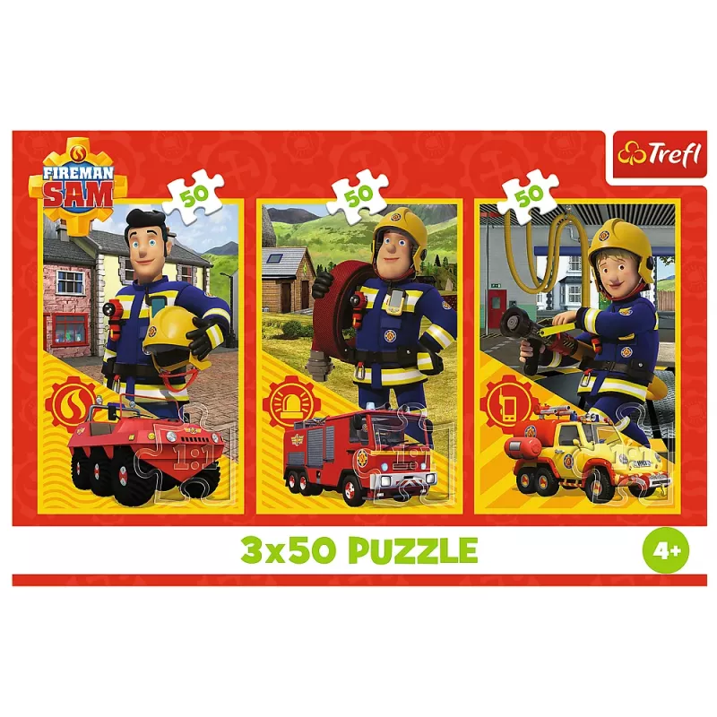 TREFL PUZZLE Palapeli - 3x50 - Fireman Sam Feuerwache Besatzung