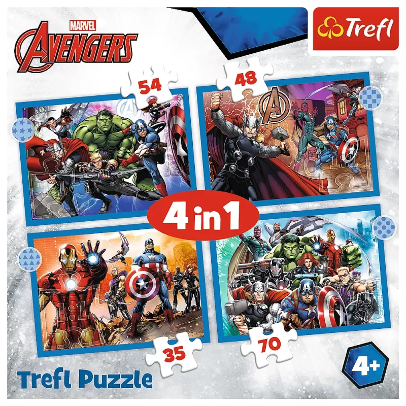 TREFL PUZZLE Palapeli 4 in 1 Brave Avengers 26006
