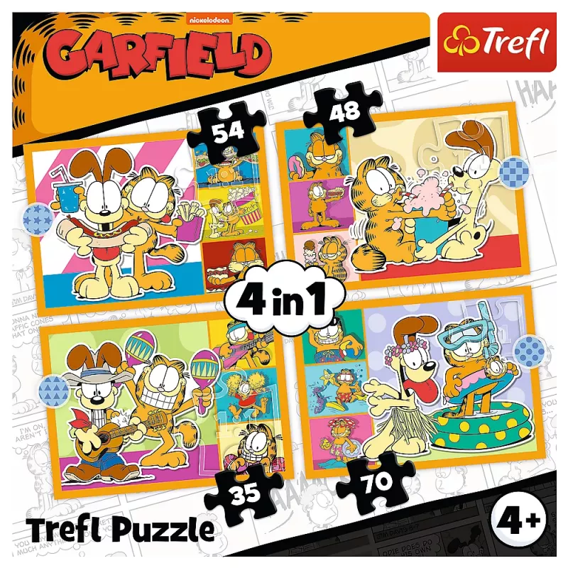 TREFL PUZZLE Palapeli 4-in-1 – Garfield Loves Lasagna – Trefl 34673