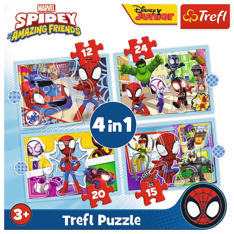 TREFL PUZZLE Palapeli – 4in1 (12, 15, 20, 24) – Ekipa Spidaya 34611