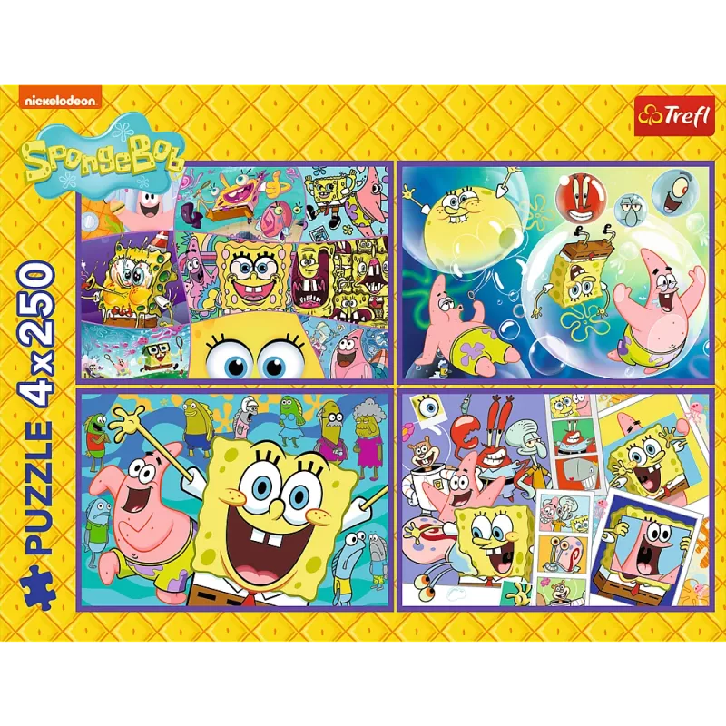 TREFL PUZZLE Palapeli - 4x250 - SpongeBobin hullu maailma Trefl 13342