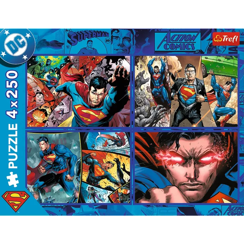 TREFL PUZZLE Palapeli - 4x250 - Supermans Mut - Warner Superman Trefl 13340