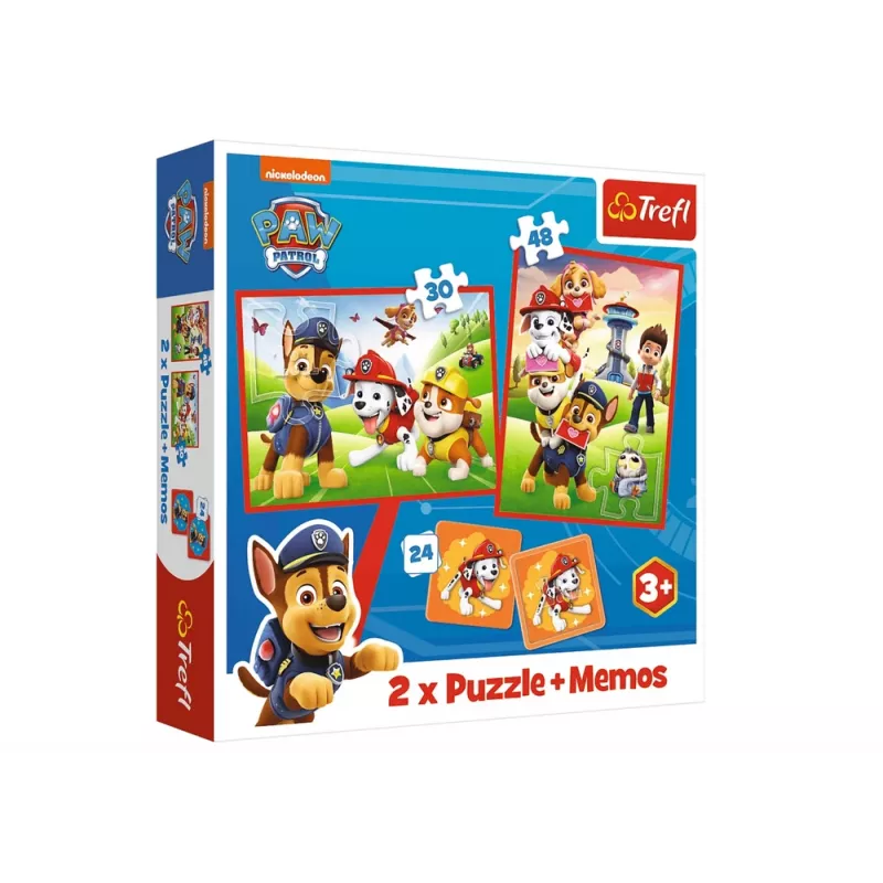 TREFL PUZZLE Palapeli + Memos 2in1 Paw Patrol Dog Team in Action