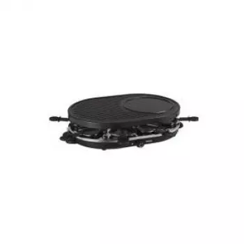Tristar RA-2996 raclette-grilli 8 henkilölle, 1200 W, tarttumaton käännettävä grillilevy, 8 pannua, musta/hopea