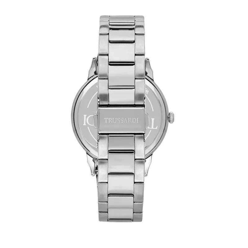 Trussardi miesten T-Logo kvartsikello R2453141009 43 mm sininen kellotaulu hopeinen teräs
