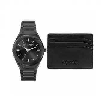 Trussardi miesten kello R2453156007 42 mm sininen kellotaulu ruskea nahkaranneke