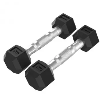 Tunturi Platinum Hex Rubber käsipaino, 1kg, pari