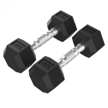 Tunturi Platinum Hex kumikäsipaino 4 kg pari - musta/hopea