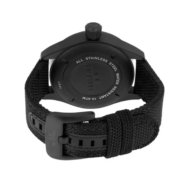 TW STEEL VS41-Volante miesten kvartsikello 45 mm musta kellotaulu nahkaranneke