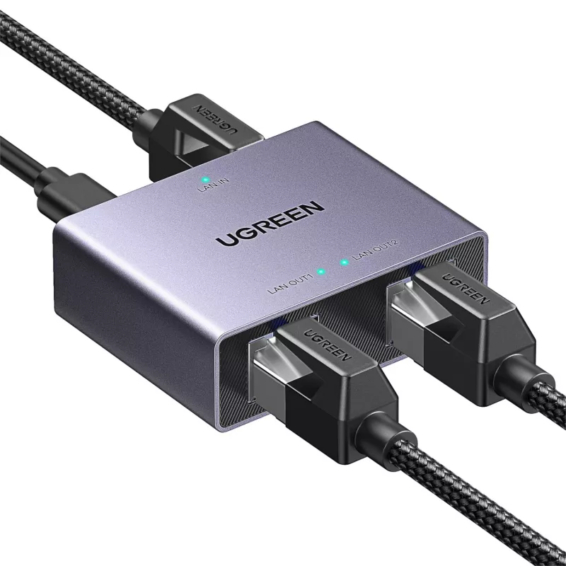 UGREEN NW301 1-to-2 Gigabit Ethernet -jakaja, 1000 Mbps, RJ45