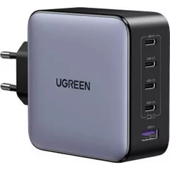 UGREEN 100W GaN Tech 5-in-1 pikalaturi, 4x USB-C & 1x USB-A, musta (35536)