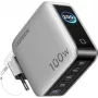 UGREEN 100W GaN Tech Nexode Pro 5-in-1 seinälaturi älykkäällä näytöllä ja kosketusohjauksella, 4x USB-C & 1x USB-A, harmaa 65620