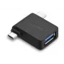 UGREEN 2 in 1 -adapteri Micro USB uros + USB Type-C uros - USB 3.0 naaras musta