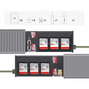 UGREEN 2-in-1 USB 3.0 SD/microSD -kortinlukija säilytyskotelolla, harmaa