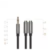 UGREEN 3.5mm Aux stereo audiosplitterikaapeli punottu 20cm musta