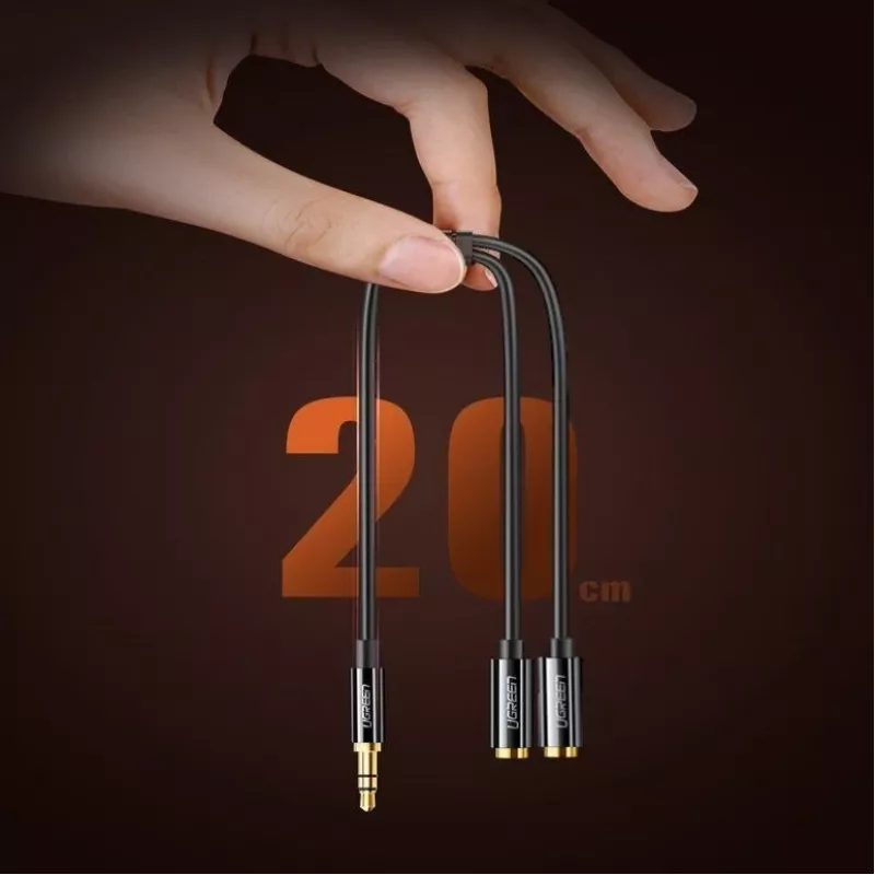 UGREEN 3,5mm kuulokkeiden jakokaapeli AUX Y-jakaja 25cm musta (20816)