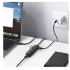 UGREEN 4-in-1 USB-keskitin 4x USB-A 3.0 PD DC 12V 0,25m musta (CM416 10915)