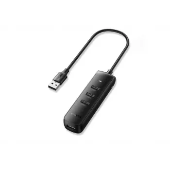 UGREEN 4-in-1 USB-keskitin 4x USB-A 3.0 PD DC 12V 0,25m musta (CM416 10915)